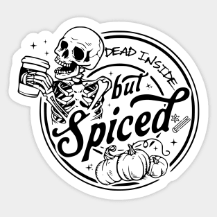 "Dead Inside But Spiced" Skeleton Drinking Coffee Sticker